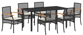 Conjunto de Jantar de Jardim da com 7 Peças e Almofadas em Rattan Sint
