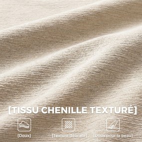 Sofá de 3 lugares em chenille, 248 cm, sofá de sala moderno, assento largo estofado, almofadas com molas, bege