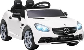 AIYAPLAY Carro Elétrico Infantil Mercedes SLC 300 12V com Faróis LED Buzina Música USB Portas Abrem 3-5km/h 107x62,5x44 cm Branco | Aosom Portugal