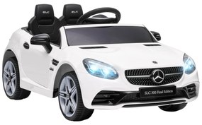 AIYAPLAY Carro Elétrico Mercedes SLC 300 12V com Faróis LED Buzina Música TF USB e Abertura da Porta 3-5km/h 107x62,5x44 cm Branco | Aosom Portugal