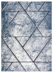 Tapete moderno COZY 8872 Wall, geométrico, triângulos - Structural dois níveis de lã azul