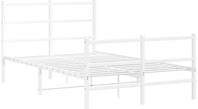 Estrutura de cama com cabeceira e pés 120x200 cm metal branco