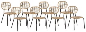 Conjunto de 8 cadeiras de jardim em rattan cor natural PRATELLO Beliani
