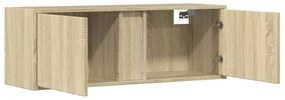 Móvel de parede p/ TV c/ luzes LED 100x31x35 cm carvalho sonoma