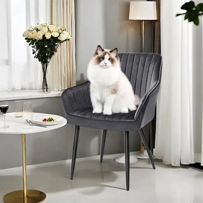 Cadeira de jantar com braços veludo máx. 110 kg  60 x 62,5 x 85 cm Preto e cinzenta