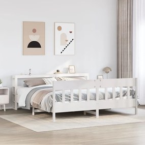 Cama sem colchão 200x200 cm madeira de pinho maciça branco