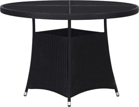 vidaXL Mesa de jardim Ø110x74 cm vime PE preto