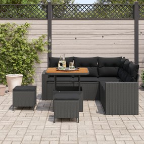Conjunto de Sofá de Jardim vidaXL 8 Peças com Almofadas Polirattan Pre