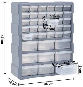 Caixa organizadora com 39 gavetas 38x16x47 cm