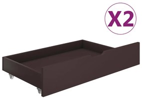 vidaXL Gavetas de cama 2 pcs madeira de pinho maciça castanho-escuro