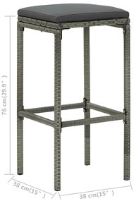 3 pcs conjunto de bar vime PE cinzento