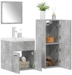 vidaXL 4 pcs conj. móveis casa banho derivados madeira cinza cimento