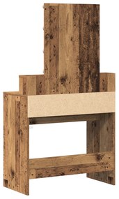 Mesa de Maquilhagem com Espelho e Luzes LED Madeira Antiga