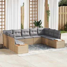 Conjunto de Sofá de Jardim vidaXL de 5 Peças com Almofadas Bege Rattan