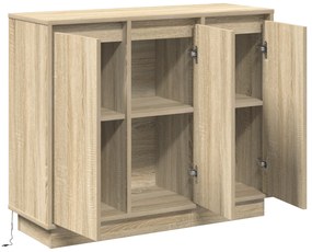 Sideboard vidaXL com LED Carvalho Sonoma 90x32x75 cm em madeira engenh