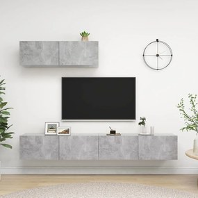Móveis de TV 3 pcs derivados madeira cinzento cimento