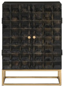 Aparador 55x34x75 cm madeira de mangueira maciça e ferro preto