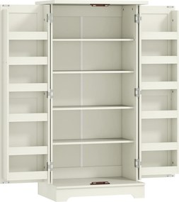 HOMCOM Armário Despenseiro de Cozinha com 2 Portas, 16 Prateleiras e Prateleira Ajustável para Sala de Jantar e Sala de Estar, 60x40x120 cm, Creme | Aosom Portugal
