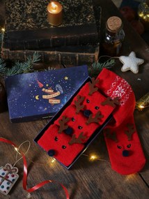 Pack de meias de Natal para criança + adulto, Oeko Tex® vermelho escuro estampado