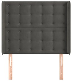 Cabeceira cama c/ abas veludo 83x16x118/128 cm cinzento-escuro