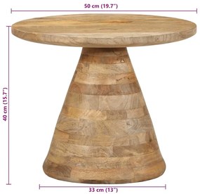 Mesa de apoio Ø50x40 cm madeira de mangueira maciça