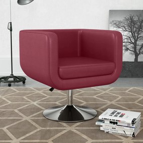 vidaXL Poltrona giratória couro artificial vermelho tinto
