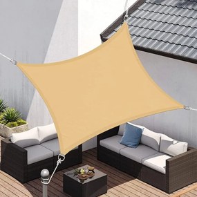 Toldo Vela 2 x 3 m retangular com 4 x cordas de fixação amarelo areia