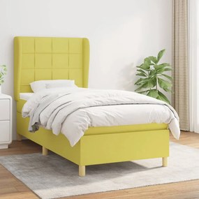 vidaXL Cama com molas/colchão 90x190 cm tecido verde