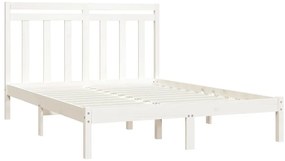 Estrutura de cama king 150x200 cm madeira maciça branco