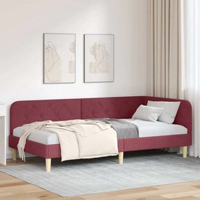 vidaXL Estrutura de Cama de Canto Vinho Vermelho 90 x 200 cm tecido
