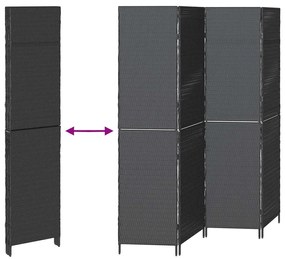 Divisória de Ambiente vidaXL 4 Painéis Dobrável Preto 195x180 cm Polí