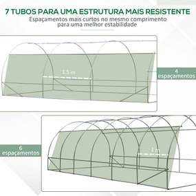 Estufa Tipo Túnel 600x300x200 cm com Porta 12 Janelas Estufa de Jardim
