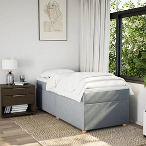 Cama com molas/colchão 90x200 cm tecido cinza-claro
