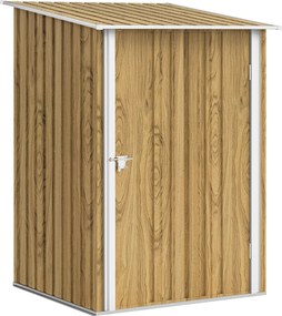 Outsunny Abrigo de Jardim Metálica 0,92 m² 100x103x160 cm com 1 Porta e Fecho para Armazenamento de Ferramentas Castanho Claro | Aosom Portugal