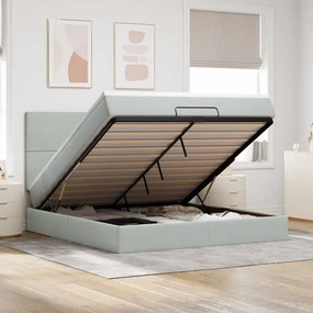 vidaXL Estrutura cama otomana colchões 160x200cm veludo cinzento claro