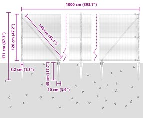 Cerca de Arame Soldado com 7 Estacas Verdes 1,2x10 m Aço