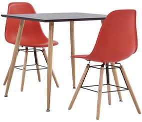 vidaXL 3 pcs conjunto de jantar plástico vermelho