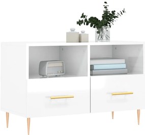 Móvel de TV 80x36x50 cm derivados de madeira branco brilhante
