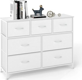 Cómoda com 7 gavetas forradas a tecido 30 x 98,8 x 73,7 cm Branco