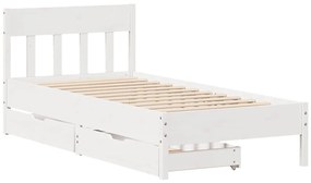 Cama sem colchão 90x190 cm madeira de pinho maciça branco
