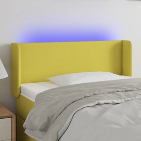 vidaXL Cabeceira de cama c/ luzes LED tecido 93x16x78/88 cm verde