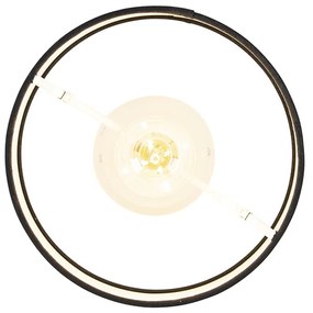 Luminária de teto com abajur de linho preto 25 cm - Combi branco Clássico / Antigo