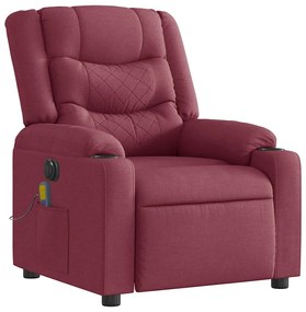 Poltrona reclinável de massagens elétrica tecido vermelho tinto