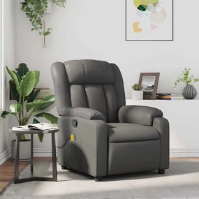 Poltrona de massagens reclinável couro artificial cinzento