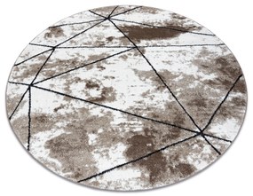 Tapete moderno COZY Polygons Circulo, geométrico, triângulos - Structural dois níveis de lã castanho