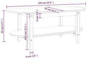 Mesa de centro 110x55x45 cm pinho maciço castanho mel