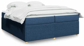 Cama com molas/colchão 200x200 cm tecido azul