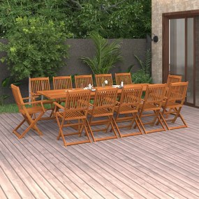 vidaXL 13 pcs conjunto de jantar para jardim 280x90x75cm acácia maciça