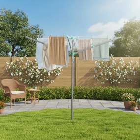 Estendal de roupa giratório 139,3 x 139,3 x 181,5 cm, com 50 m de corda, Prateado