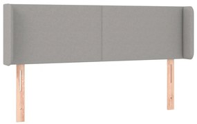 Cabeceira cama c/ luzes LED tecido 147x16x78/88 cm cinza-claro